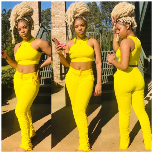 STACKED LEG 2 PIECE PANT & TOP SET - Picture 2 of 6